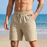 Mens Casual Loose Linen Beach Shorts