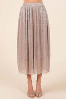Mittoshop Metallic Glitter Speckle Print Elastic Midi Skirt