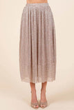 Mittoshop Metallic Glitter Speckle Print Elastic Midi Skirt