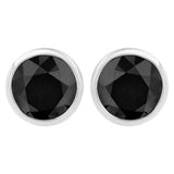 14K White Gold 1/2 Cttw Round Brilliant-Cut Black Diamond Bezel-Set Stud Earrings with Screw Backs (Fancy Color-Enhanced, I2-I3 Clarity)