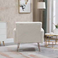 White Teddy Barrel Accent Chair with Gold Legs – Stylish Comfort for Any Room