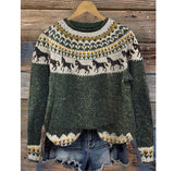 Womens Printed Crew Neck Long Sleeve Sweatshirt Top