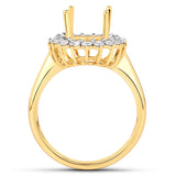 0.54 Carat Genuine White Diamond 14K Yellow Gold Semi Mount Ring - holds 11x9mm Oval Gemstone