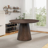 (1 Table with 4 Chairs)Wooden Dining Table Set, Modern Round MDF Kitchen Table and Boucle Upholstered Dining Chairs for Dining Room, Kitchen, Saving Space, Brown