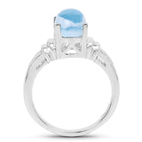 2.10 Carat Genuine Swiss Blue Topaz .925 Sterling Silver Ring