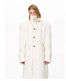 Hand-painted Distressed Long Leather Coat For Men