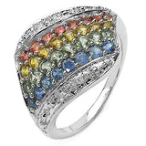 1.97 Carat Genuine Multi Stone .925 Sterling Silver Ring