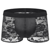 Mid-rise Lace Faux-leather Boxer Briefs