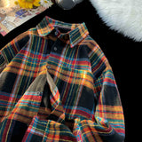 New Japanese-style Retro Color-block Design Loose-fit Shirt