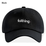 Religious Christian Faithing Letter Embroidery Black Vintage Casual Unisex Baseball Cap