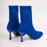 2026 Klein Blue Stretch Knit Sock Ankle Boots For Women, Pointed Toe Thin Stiletto Heel Slip-On Slim Booties