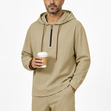 Mens Linen Hooded Half-Zip Sweatshirt