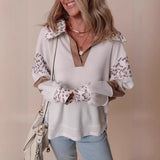 Fashion Leopard Print Printed Lapel Long Sleeve Hoodie