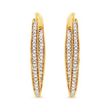 10K Yellow Gold 1/2 Cttw Round-Cut Diamond Modern Hoop Earrings (I-J Color, I2-I3 Clarity)