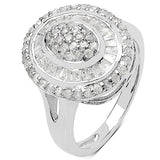 1.08 Carat Genuine White Diamond .925 Sterling Silver Ring