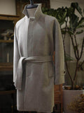 Mens Mid-length Wool Coat With Horn Buttons And A Lapel Collar