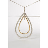 14K Two-Tone Gold Round Cut Diamond Double Burst Pendant Necklace (1.00 cttw, H-I Color, SI2-I1 Clarity)