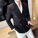 Mens White Casual Double-breasted Jacket