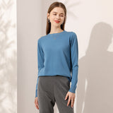 Lightweight Long-sleeve Crew-neck Wool Knit Sweater