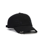 Summer Men's And Women's Denim-frayed Distressed Metal Round Ring Decorative Baseball Caps For Street Trendy Fashionistas To Show Off On The Street.