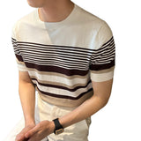 Summer Men's Knitted Crew Neck Striped Top