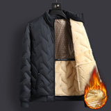 Mens Mid-Length Padded Fleece-Lined Cotton Coat With A Collar For Warmth
