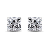 14K White Gold 1 1/2 Cttw Clarity Enhanced Princess Cut Diamond Solitaire Stud Earrings (I-J Color, I1-I2 Clarity)