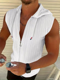 Mens Stylish Sleeveless Hooded Zip-up Cardigan