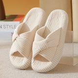 Womens Cross-pattern Corduroy Cotton Slippers