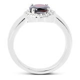 2.58 Carat Genuine  Garnet and White Topaz .925 Sterling Silver Ring