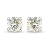 0.71 Carat Genuine White Diamond 14K White Gold Earrings