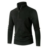 Mens Minimalist Casual Half-zip Turtleneck Sweater