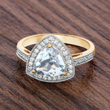 1.58 Carat Genuine Aquamarine and White Diamond 14K Yellow Gold Ring