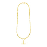 14k Yellow Gold Alternating Oval and Round Chain Necklace with Toggle