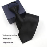 Mens Business Formal Zipper Tie With Blue Stripes