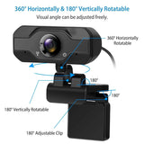 FHD 1080P USB Webcam with 360° Rotatable Clip