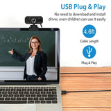 FHD 1080P USB Webcam with 360° Rotatable Clip