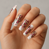 Love Savage Press-On Nails – Pink Heart Cheetah Print