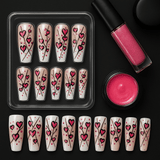 Love Savage Press-On Nails – Pink Heart Cheetah Print