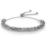 Fine Silver Plated Classic Byzantine Adjustable Bracelet By Paolo Fortelini