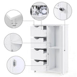 Floor Cabinet Bathroom Organizer with 4 Drawers and Adjustable Shelf