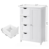 Floor Cabinet Bathroom Organizer with 4 Drawers and Adjustable Shelf