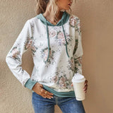Floral Print Drawstring Hoodie
