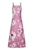 Floral Print Spaghetti Dress; Casual Crew Neck Ankle Cami Dress; Women's Clothing