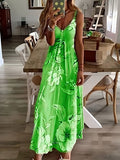 Floral Print Spaghetti Dress; Casual Crew Neck Ankle Cami Dress; Women's Clothing