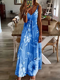 Floral Print Spaghetti Dress; Casual Crew Neck Ankle Cami Dress; Women's Clothing