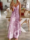 Floral Print Spaghetti Dress; Casual Crew Neck Ankle Cami Dress; Women's Clothing