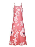 Floral Print Spaghetti Dress; Casual Crew Neck Ankle Cami Dress; Women's Clothing
