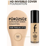 Flormar Invisible Cover Foundation SPF 30 Ivory 60 30ml