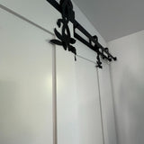 Flower Black Double Bypass Barn Door Hardware Kit